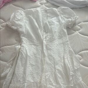 White Sundress with Puff Sleeves and Square Neck for Bride